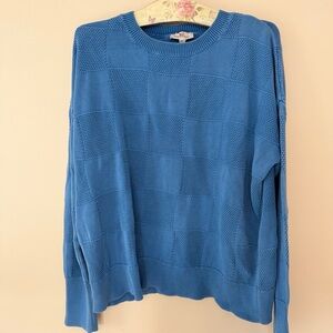 Vineyard Vines Women’s L Patchwork Blue Knit Sweater 100% Cotton